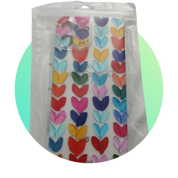 New Multicolor Hearts Transparent Protector Case iPhone 14 Pro Max - Picture 3 of 3